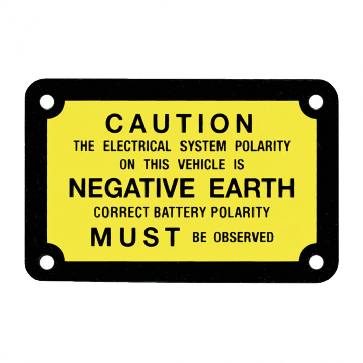 Placard, negative earth