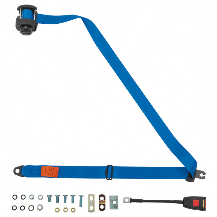 Seat Belt, front, automatic/adjustable, lap & diagonal, 30cm, blue, each