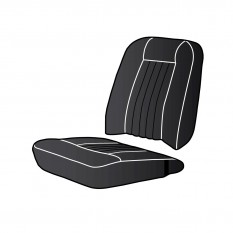 Seat Cover Set, vinyl, black/white piping, pair