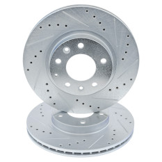 Brake Discs, front, Cquence, slotted & drilled, pair