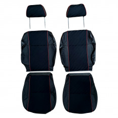 Seat Cover Kit, front, lightning cloth, black/red, pair