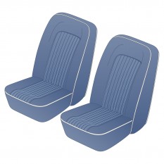 Seat Cover Set, leather, shadow blue/white piping, pair